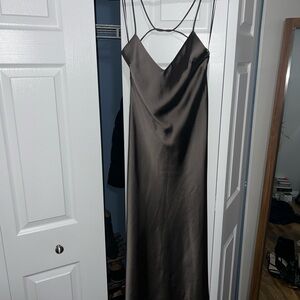 Zara Strapless Brown Satin Dress